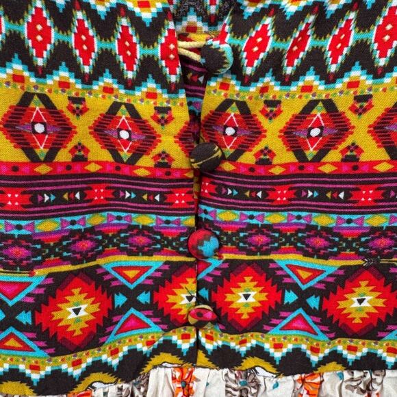 Umgee‎ Western Babydoll Tunic Dress Small Multicolor Cotton Blend Boho Hippie - Picture 4 of 8